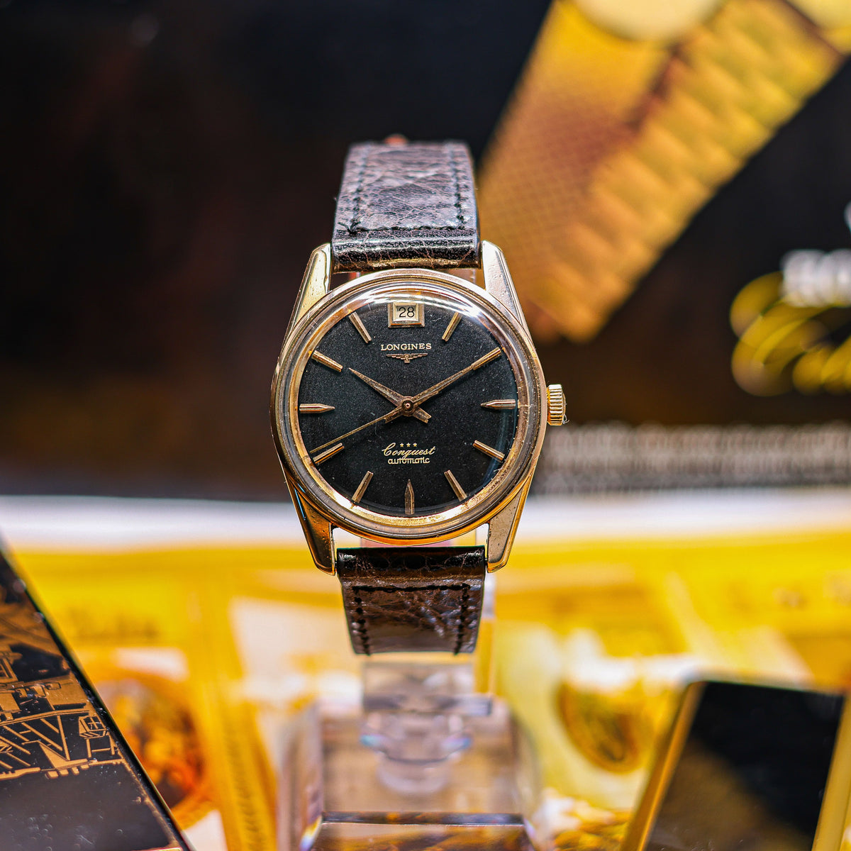 Longines Conquest vintage cadran noir 1960 réf 9046-2 - cadran